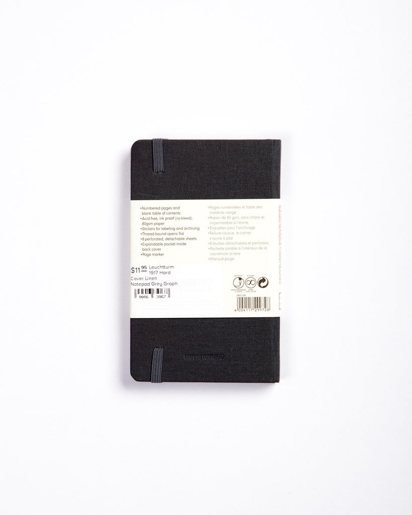 Leuchtturm 1917 Hard Cover Linen Notepad Grey Graph