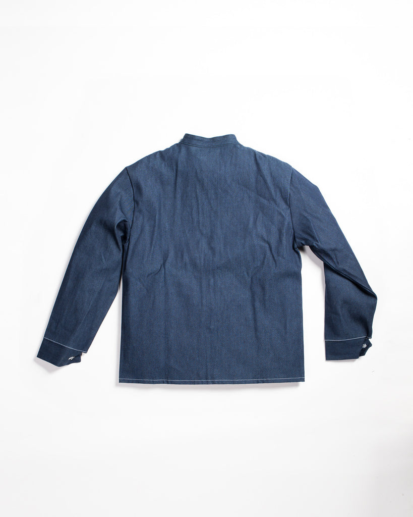 Pointer Brand Special Make Banded Collar Jacket Indigo Blue Denim