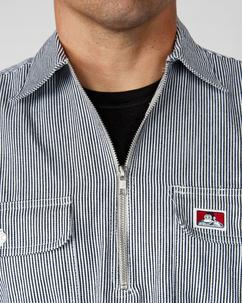 Ben Davis Long Sleeve Hickory Stripe Shirt - Zipper Front