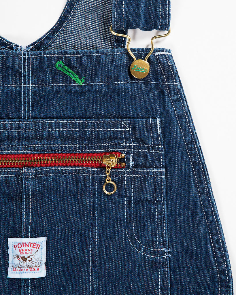 Pointer Washed Indigo Denim High Back Overalls