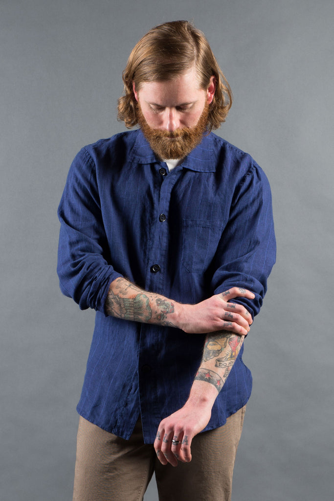 Vetra Striped Linen Work Shirt Hydrone