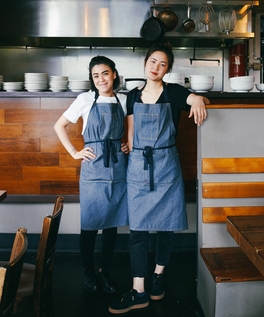 Hand-Eye Kitchen Apron Navy Ticking