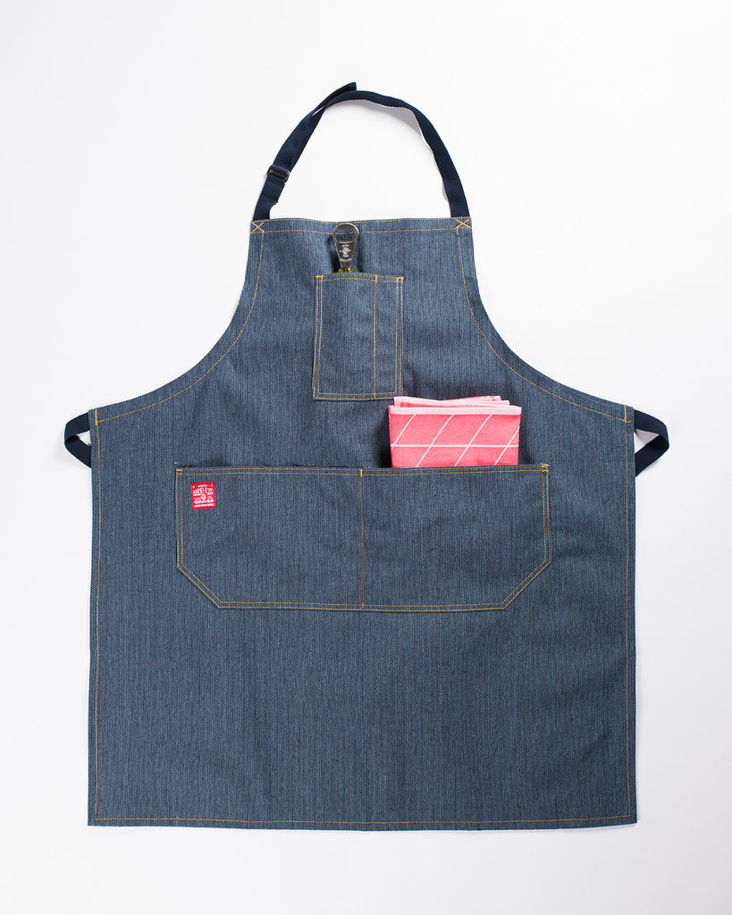 Hand-Eye Kitchen Apron Navy Ticking