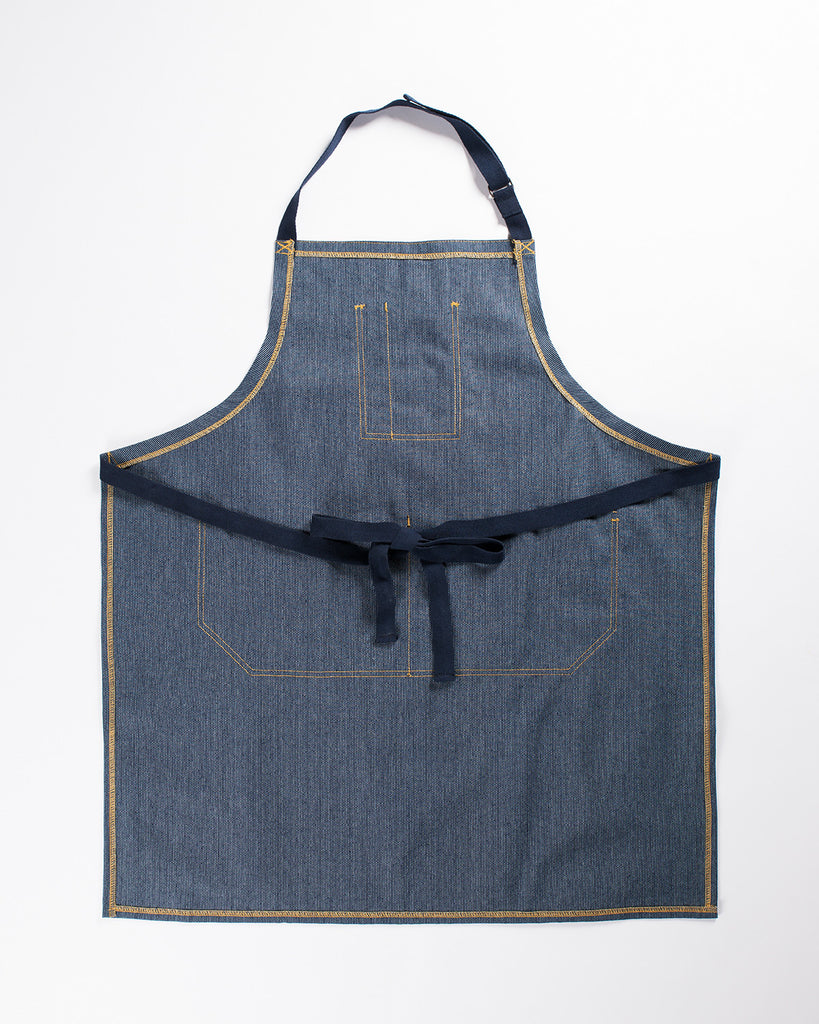 Hand-Eye Kitchen Apron Navy Ticking