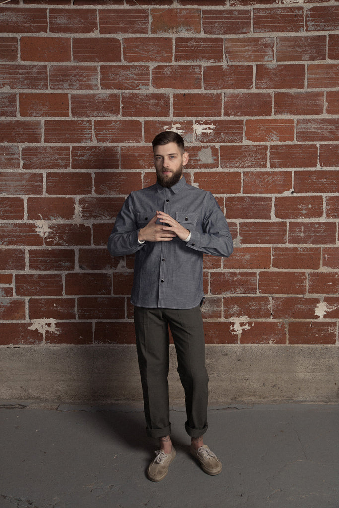 Five Brother Heavy Chambray Work Shirt Blue