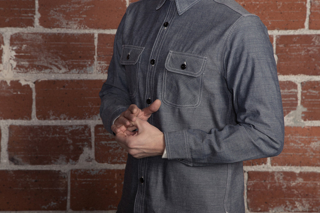 Five Brother Heavy Chambray Work Shirt Blue