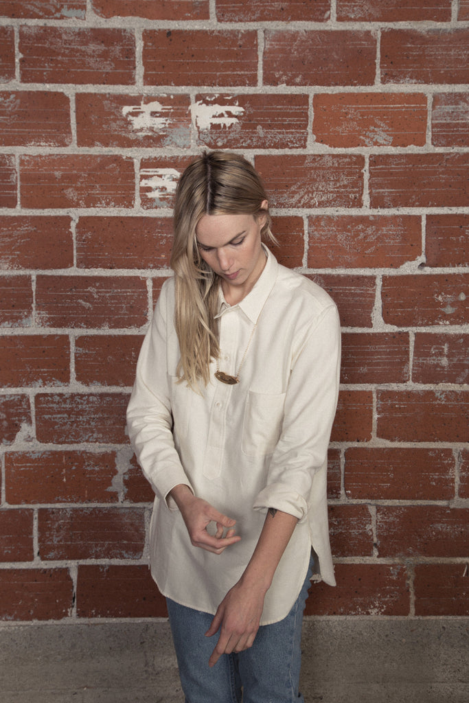 Armen Utility Pullover Shirt White