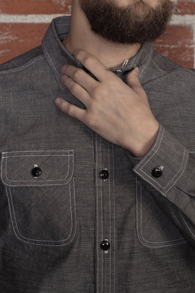 トップス 40s 5 BROTHER black chambray shirt Five Brother Heavy Chambray Work Shirt Black – Hand-Eye Supply