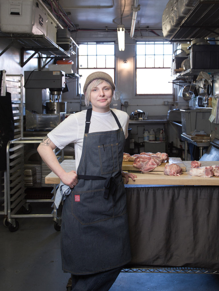 Hand-Eye Kitchen Apron Navy Ticking