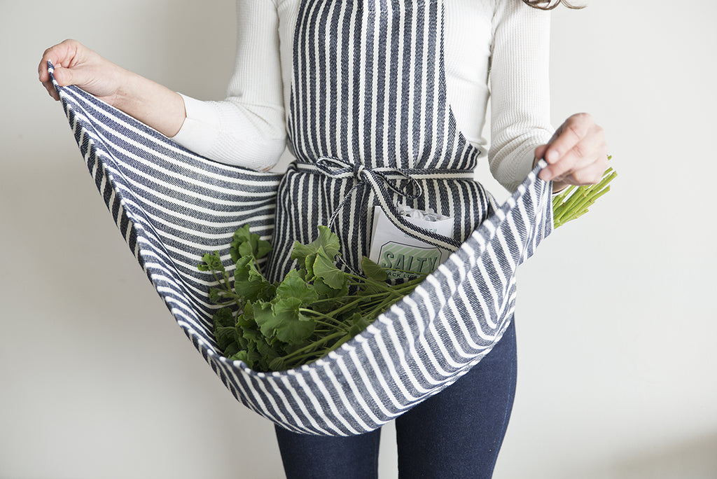 Fog Linen Wide Stripe Work Apron