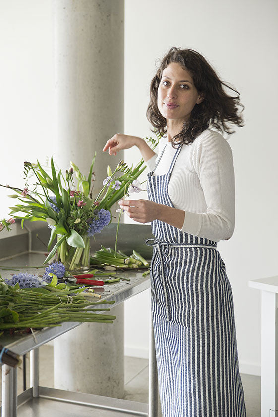 Fog Linen Wide Stripe Work Apron