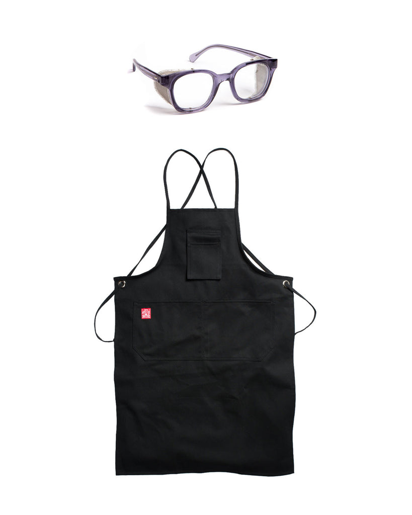 Spectacular Apron Combo - Black Canvas Work Apron + Clear Safety Spectacle