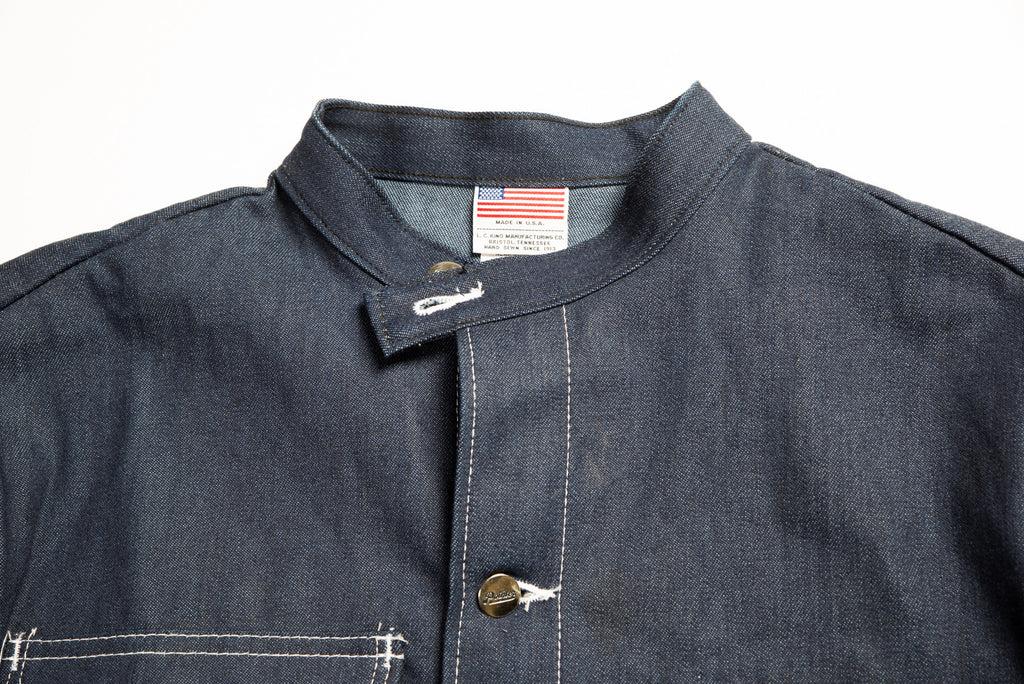 Pointer Brand Special Make Banded Collar Jacket Indigo Blue Denim