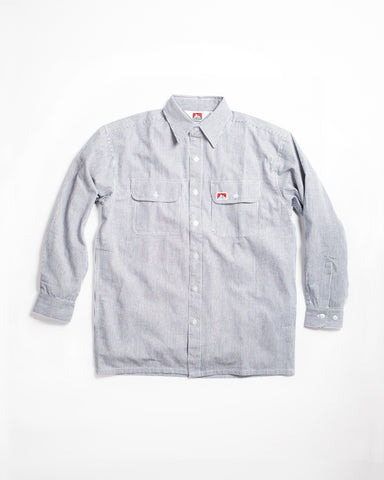 Ben Davis Long Sleeve Hickory Stripe Shirt - Zipper Front