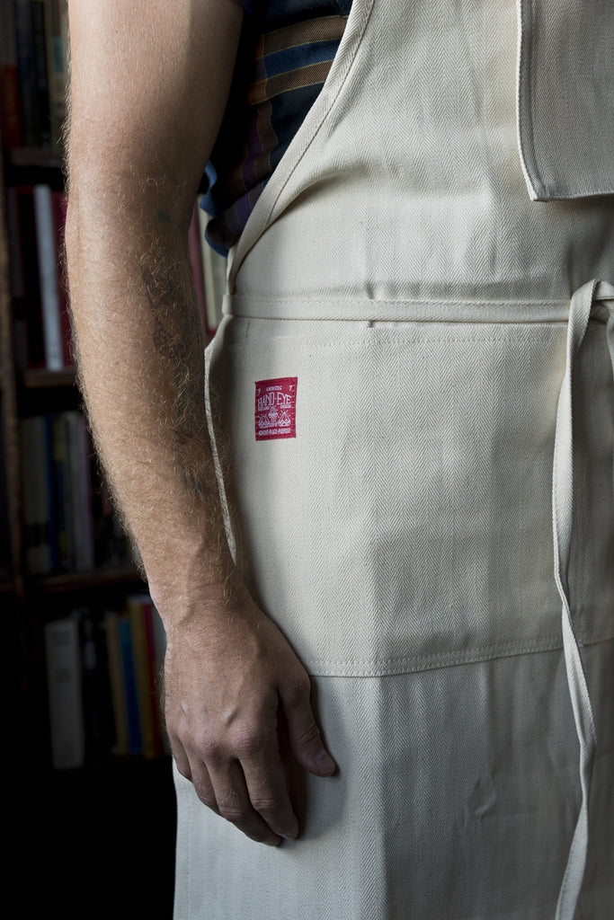 Hand-Eye USA Made Summer Work Apron Natural Herringbone