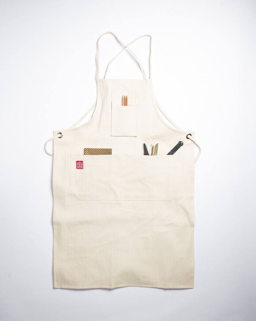 Hand-Eye USA Made Summer Work Apron Natural Herringbone