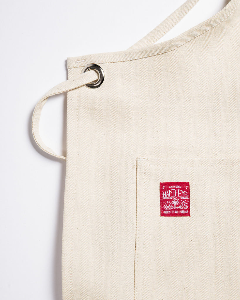 Hand-Eye USA Made Summer Work Apron Natural Herringbone