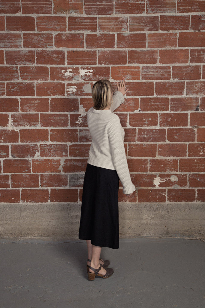 Armen Long Skirt Navy Wool