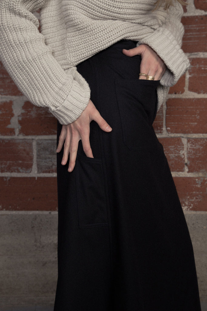 Armen Long Skirt Navy Wool