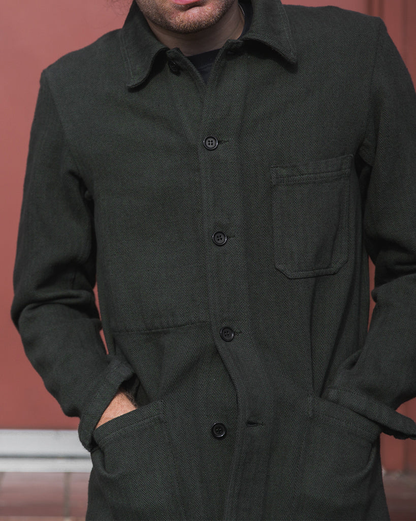 Vetra Work Jacket Overdyed Khaki Herringbone