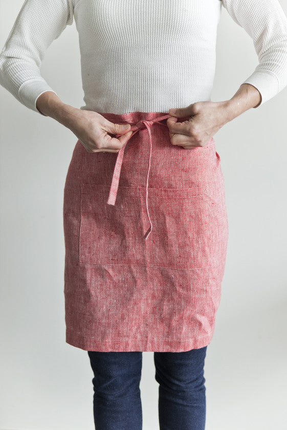 Fog Linen Red Chambray Midi Apron